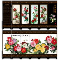 漆器仿古小屏風 016 花開富貴 工藝品 中國特色禮品